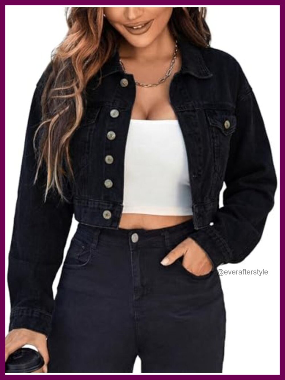 Cropped Denim Jacket Long Sleeve Button Front Oversized Y2K Retro Workwear